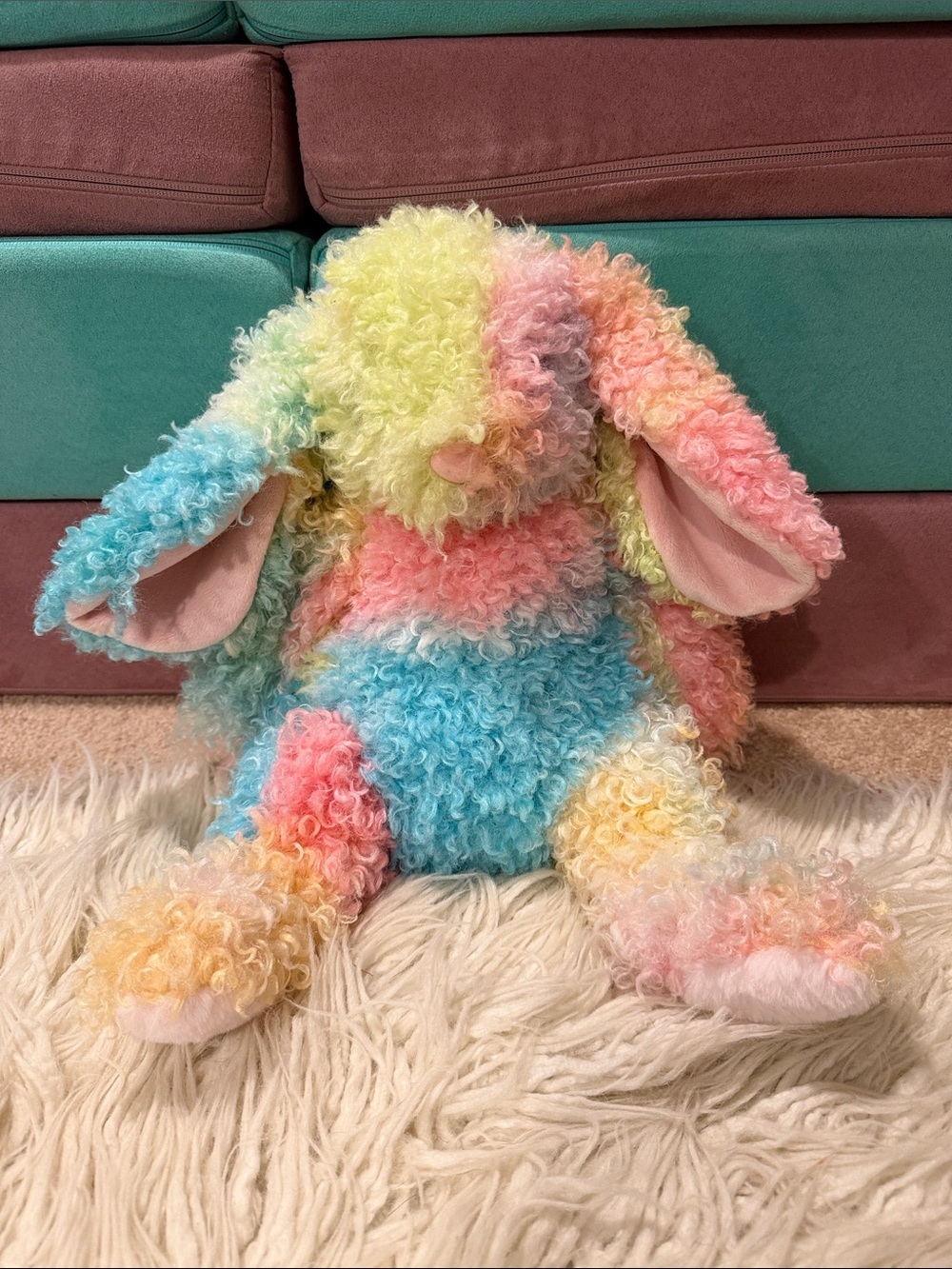 Kaleidoscope Curly Rainbow Bunny- Douglas Toys 12"